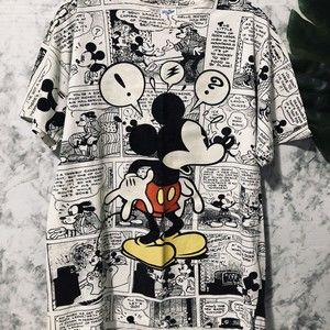 Vintage Velva Sheen Mickey Mouse Comic T-Shirt Size Large All Over Print